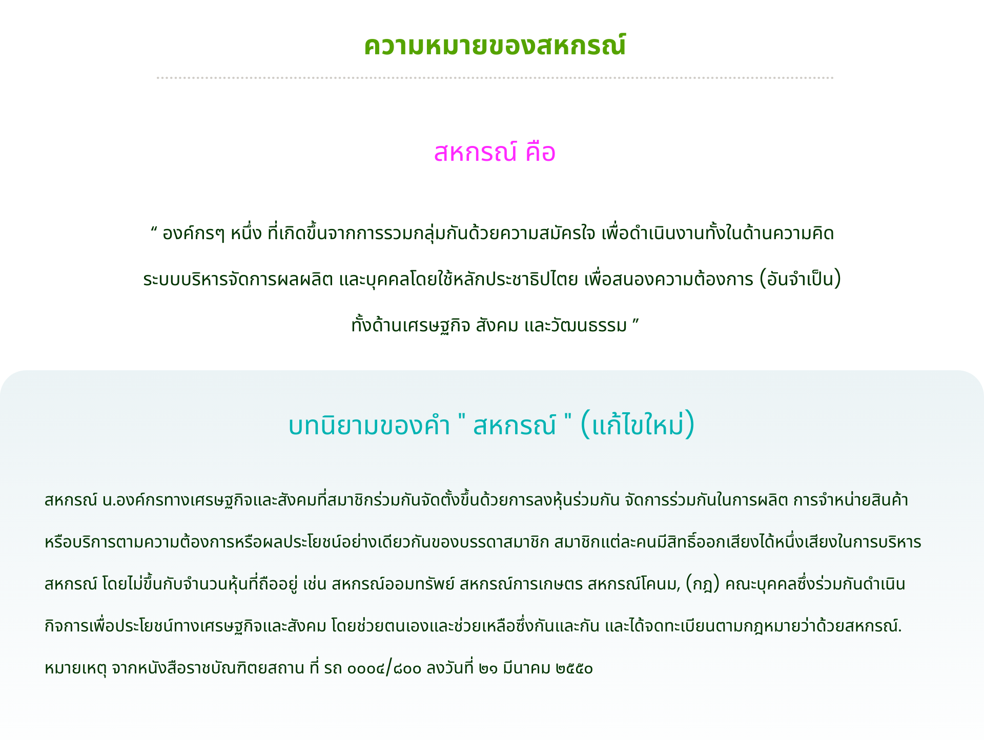 ความหมายสหกรณ์